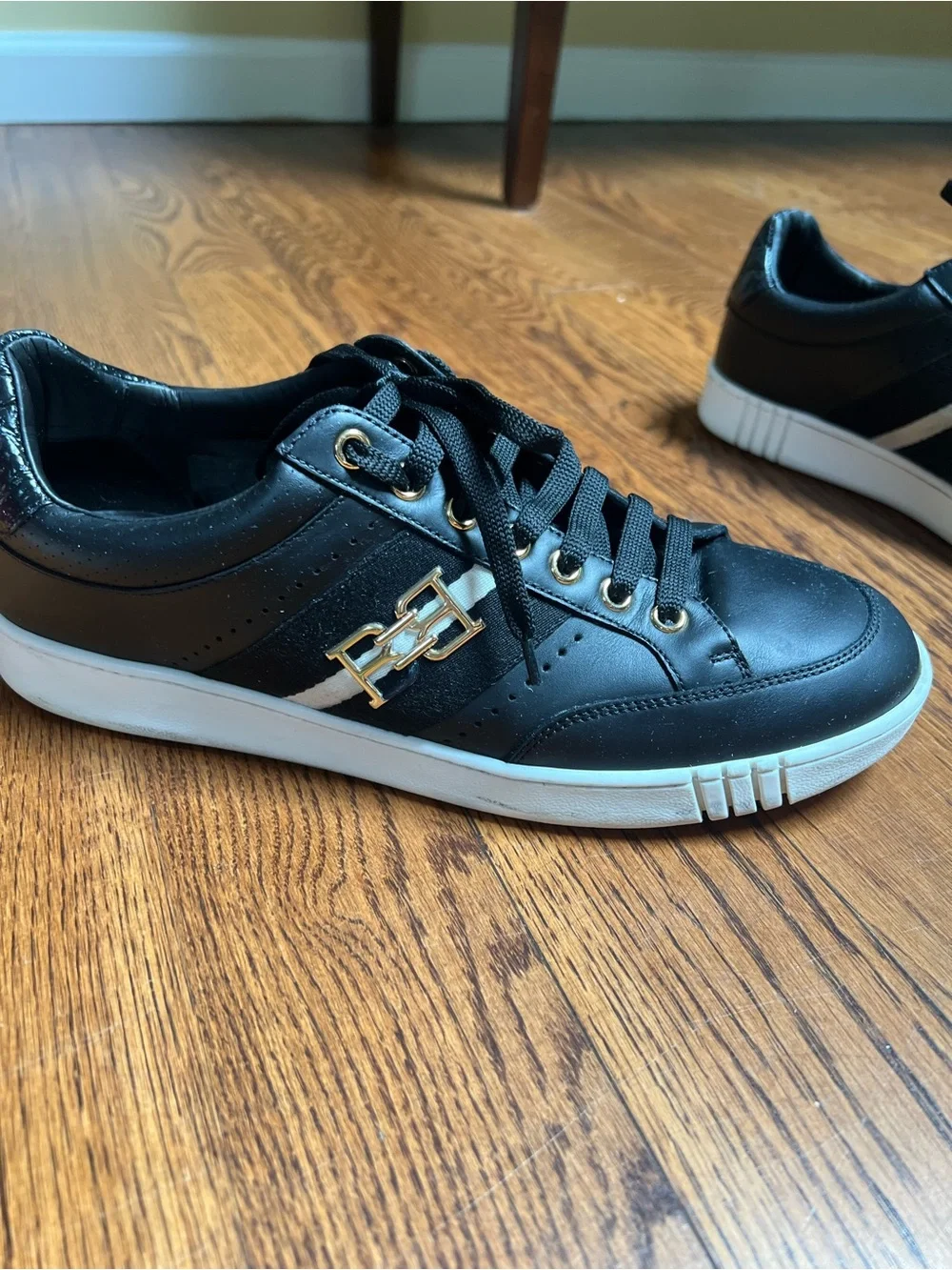 Bally Black Leather Low-Top Sneakers with White Sole